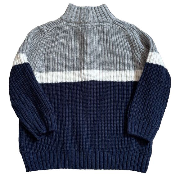 Janie & Jack Boys 18-24M Navy Colorblock Sweater 1/4 Button Mockneck Pullover - Picture 3 of 7